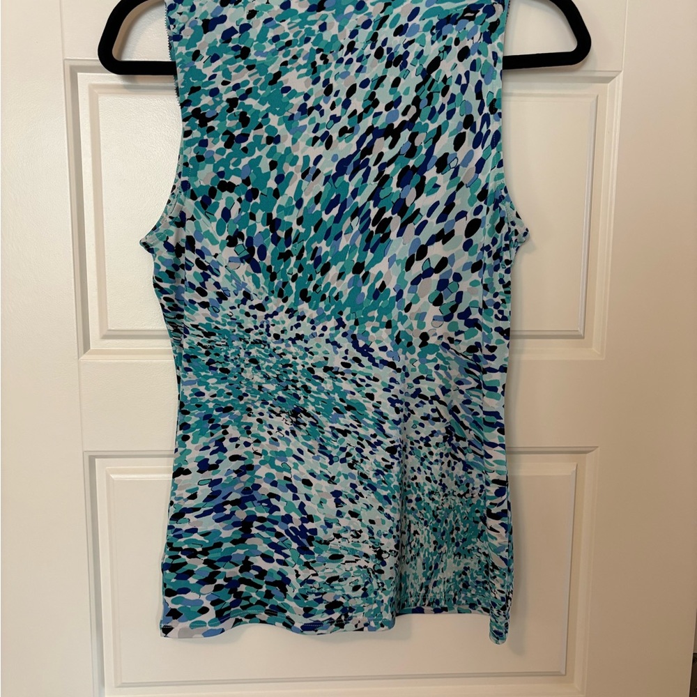 WHBM Sleeveless Ruffle Top - Blue Multi - Picture 3 of 5